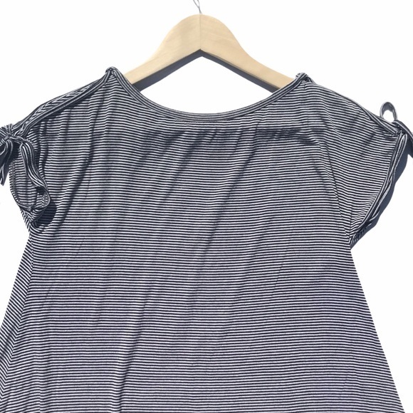 Max Studio Striped Short Sleeve Tie Details Shirt - Picture 4 of 6